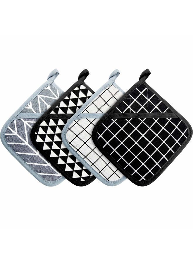 Patelai Large Cotton Pot Holders Oven Mitts Set Heat Resistant Pot Holders Square Pot Holder for Kitchen (4) - Image 1